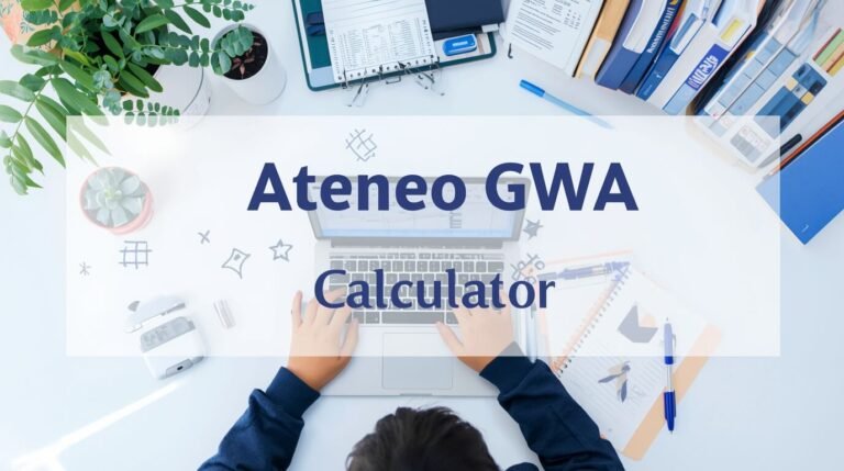 "Ateneo GWA calculator with numeric keypad and digital display showing mathematical calculations."
