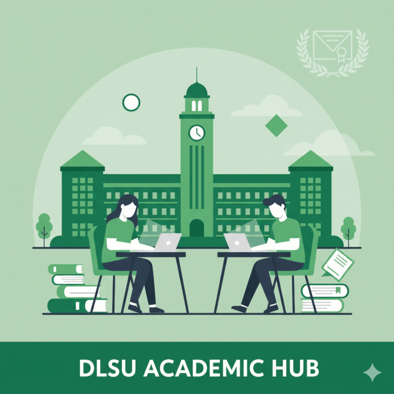 DLSU GWA Calculator guide with students computing their General Weighted Average at DLSU Academic Hub