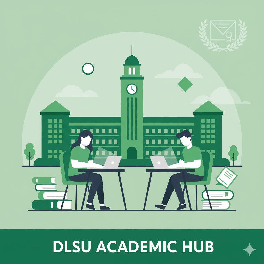 DLSU GWA Calculator guide with students computing their General Weighted Average at DLSU Academic Hub