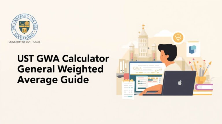 3. Instructional image for using the UST GWA calculator to find the general weighted average
