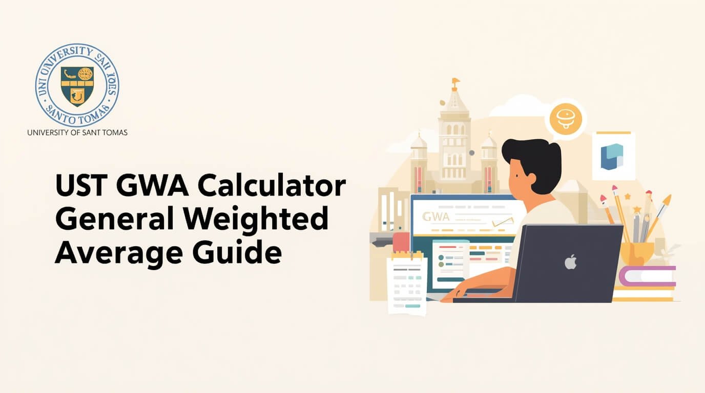 3. Instructional image for using the UST GWA calculator to find the general weighted average