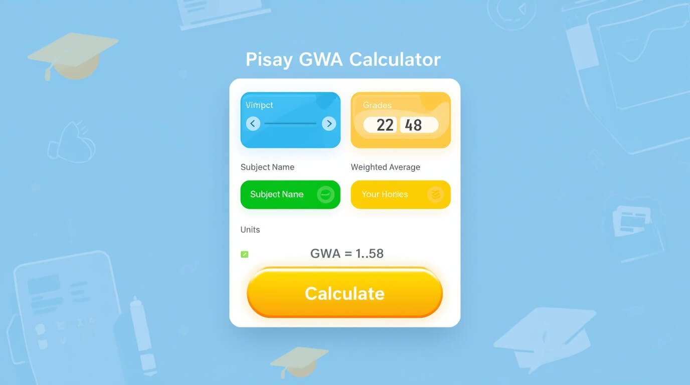Pisay GWA Calculator 2025 – Online tool to compute General Weighted Average for Philippine Science High School students.